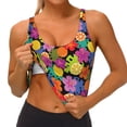 thumbnail image 4 of Fotbe Hawaiian Style Pattern Womens' Sports Bra Longline Wirefree Padded with Medium Support Sports Moisture-Wicking Workou Vest,Tank Top-XX-Large, 4 of 9