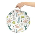 thumbnail image 2 of Jungle Cartoon Round Floor Cushion with Handle, Pattern with Funny Pastel Bunnies and Blooming Floral Plants Trees, Decorative Pillow for Living Room & Dorms, 18" Round, Multicolor, by Ambesonne, 2 of 4