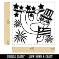 thumbnail image 2 of Patriotic Sloth July 4th Independence Day USA United States of America Self-Inking Rubber Stamp Ink Stamper - Fuchsia Ink - Small 1 Inch, 2 of 7
