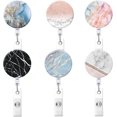 thumbnail image 1 of LAICAIW Badge Reel Marble Element Pattern Retractable Reel Holder Reel with Alligator Clip-6pcs, 1 of 4
