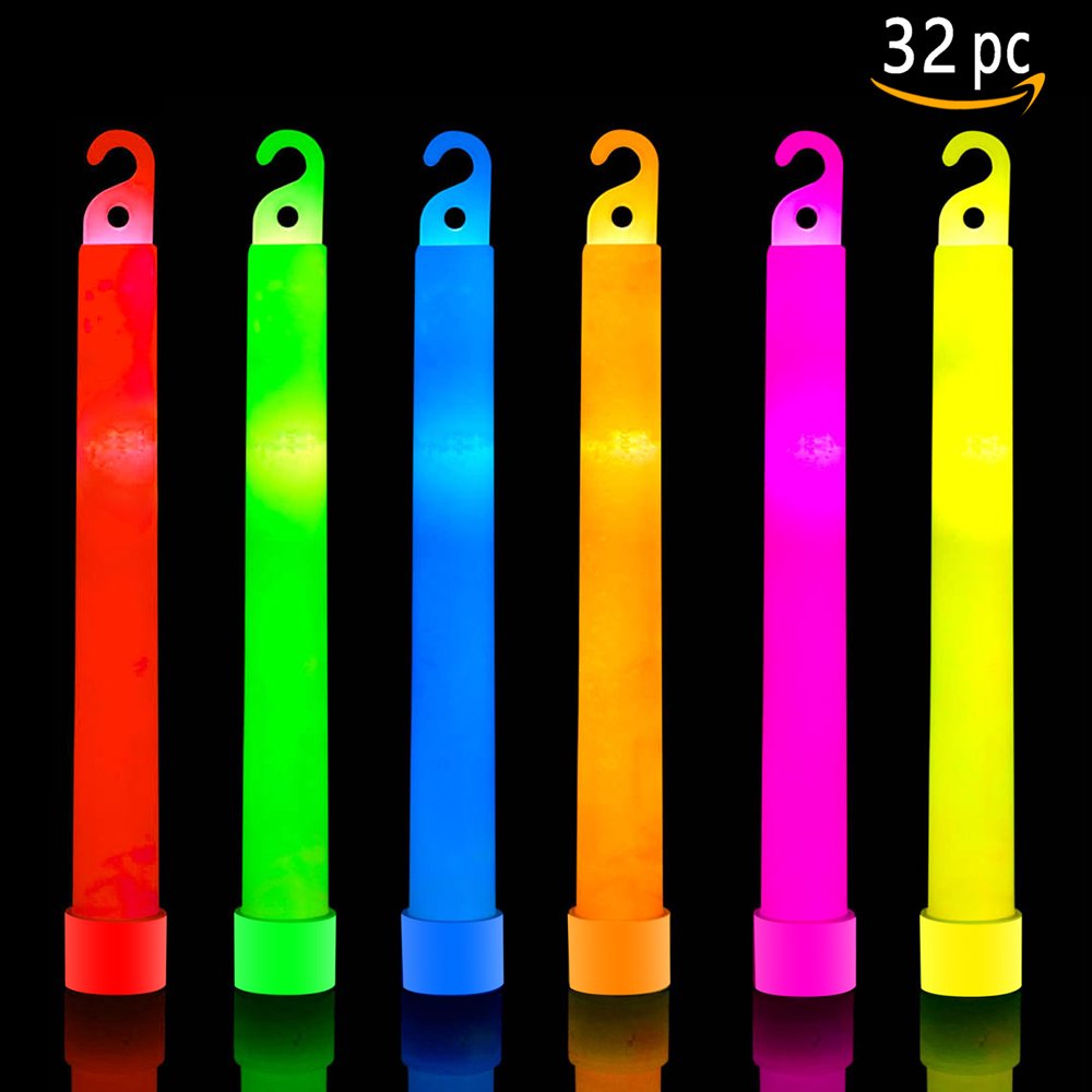 32 Glow Sticks Ultra Bright 6 Inch Large Glow Stick Chem Light Sticks