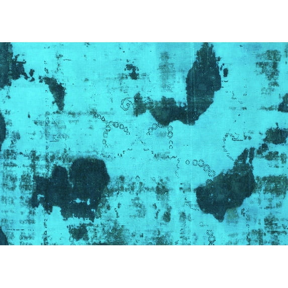 Ahgly Company Indoor Rectangle Abstract Turquoise Blue Modern Area Rugs, 3' x 5'