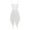 thumbnail image 5 of YONGHS Women's Girls Lyrical Camisole Ballet Dance Dress Asymmetric Chiffon High Low Skirts White M, 5 of 7