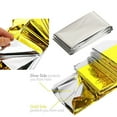 thumbnail image 4 of 100 Packs Emergency Mylar Thermal Blanket for Survival First Aid Kits Army Outdoors Hiking Camping Bug Out Trauma Desert All Weather Condition Protection (One side silver one side gold color), 4 of 9