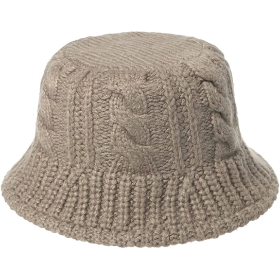 CoCopeaunts Women Soft Knit Bucket Hat Solid Color Bucket Hat Autumn Winter Knit Beanie Fisherman hat