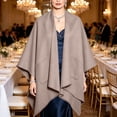 thumbnail image 6 of Lutiedan Shawl Wraps for Women, Soft Elegant Poncho Cape with Pockets, Open Front Scarf Blanket Cardigan for Fall Winter,Coffee, 6 of 7