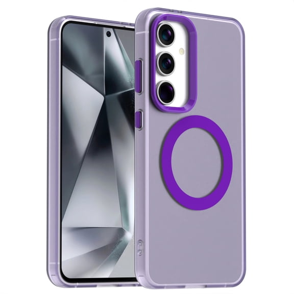 Magnetic Case for Samsung Galaxy A25 5G, Compatible with MagSafe, Military Grade Drop Protection, Slim Matte Translucent Hard PC Back with Soft TPU Bumper Anti-Scratch Phone Cover,Purple