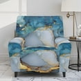 thumbnail image 2 of Jiueut Blue Golden Marble Print Recliner Chair Covers, Soft Sofa Slipcover Breathable Reclining Chair Covers with Storage Pockets for Home Use, 2 of 7