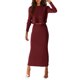 thumbnail image 1 of Conjunto de suéter PRETTYGARDEN para mujer, falda corta de punto acanalado, rojo vino, S, 1 of 9