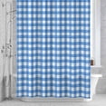 thumbnail image 3 of Blue Checkered Shower Curtain for Bathroom Decor, Farmhouse Classic Waterproof Fabric Shower Curtain, 54"x78" Set with 12 Hooks, 3 of 9