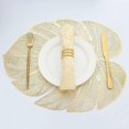 thumbnail image 1 of Leaf Shaped Vinyl Placemats for Dinner Table Set of 6 Metallic Plastic Green Place Mats Wipeable 6Pcs Table Mats for Wedding Annersary Dinner Table, 1 of 4