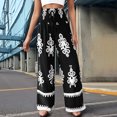thumbnail image 2 of DHFJKG Boho Pants Women High Waisted Wide Leg Casual Drawstring Ethnic Style Printed Flowy Palazzo Summer Beach Vacation Clothes Stylish Trousers, 2 of 7