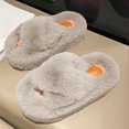 thumbnail image 5 of HWRETIE Ladies Fashion Shoes,Versatile Plush Cool Slippers Ladies Trendy Thick Sole Baotou Sandals Indoor Outdoor Autumn Winter Comfortable Womens Shoes White, 5 of 5