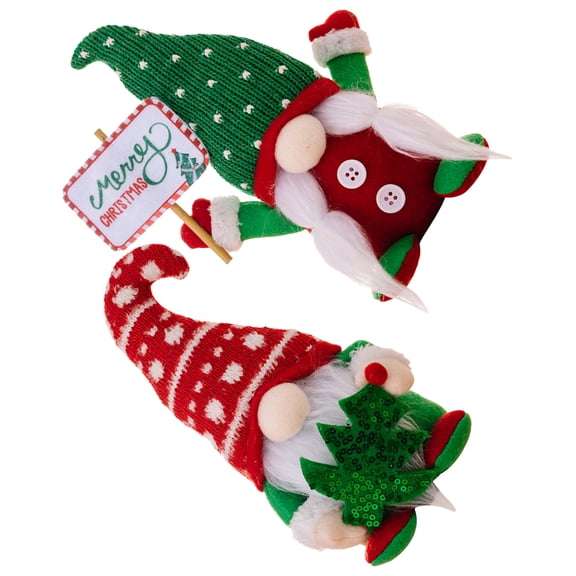 SWETRACE 2Pcs Gnome Doll Ornaments Polyester Cloth Christmas Decoration For Home Office Sofa Desktop 8.65X2.75X2.75in