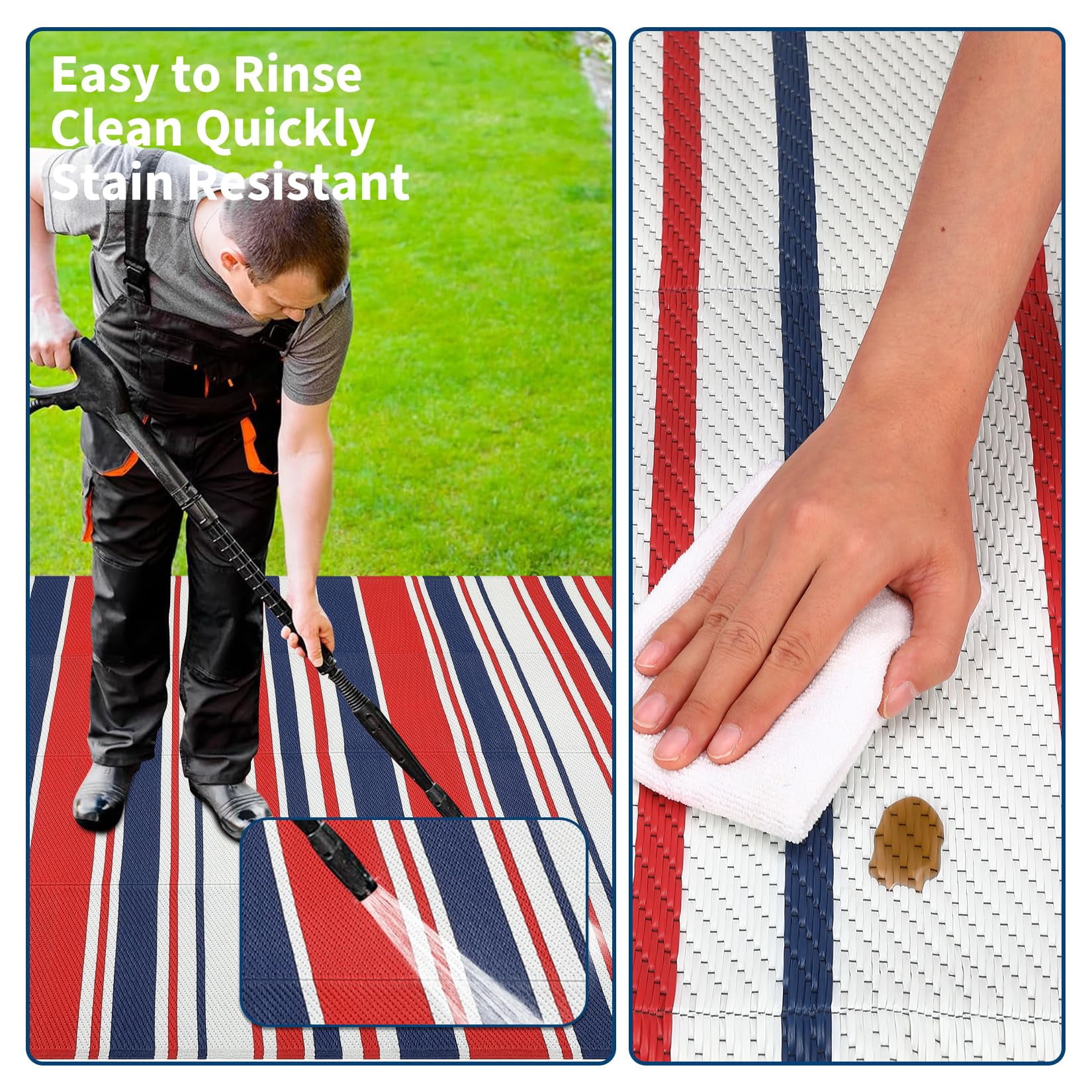 Danolapsi Outdoor Rug Mat for Patio,8x10 Plastic Straw Rug,Waterproof Plastic Straw Mats,Modern Striped Outdoor Camping Rugs for Patio,RV,Porch, Deck,Backyard,Balcony,Camping,Trailer