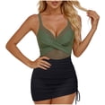 thumbnail image 6 of Levmjia Women's One Piece Swimsuit V Neck Built - in Bra Wireless Tummy Control Mesh Strappy Summer Slimming High Waisted Swimwear Stylish Bathing Suit, 6 of 9