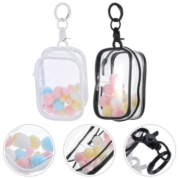Homoyoyo Clear Figure Display Bag With Keychain For Hobbyists 2 Sets 3.73X2.44X1.57In