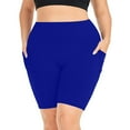 thumbnail image 2 of AnuYalue Plus Size Biker Shorts with Pockets for Women-High Waisted 8" Yoga Pants Workout Shorts Gym Running Athletic Shorts Blue 4XL, 2 of 7