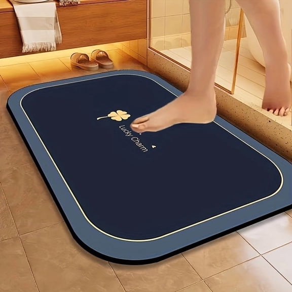 40*60cm Dark Blue Diatomite Quick-Dry Bathroom Rug,1pc Quick-Dry Bathroom Mat, Pet Feeding Mat, Super Absorbent Diatomite Floor Mat, Non-Slip Water-Absorbent Floor Mat, Soft Comfortable Bathroom Mat,
