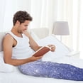 thumbnail image 6 of Picia Glittering Blue Purple Mens Soft Woven Cotton Elastic Waistband Sleep Pajama Pant Lounge Sleep Pant With Pockets And Drawstring-Large, 6 of 9