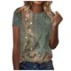 thumbnail image 1 of moda de las mujeres casual manga corta estampado de flores cuello redondo jersey blusa superior verde / l, 1 of 4