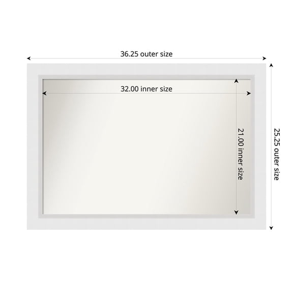 Amanti Art Custom Wall and Bathroom Mirror (25.25 x 36.25 in.), Blanco White Frame