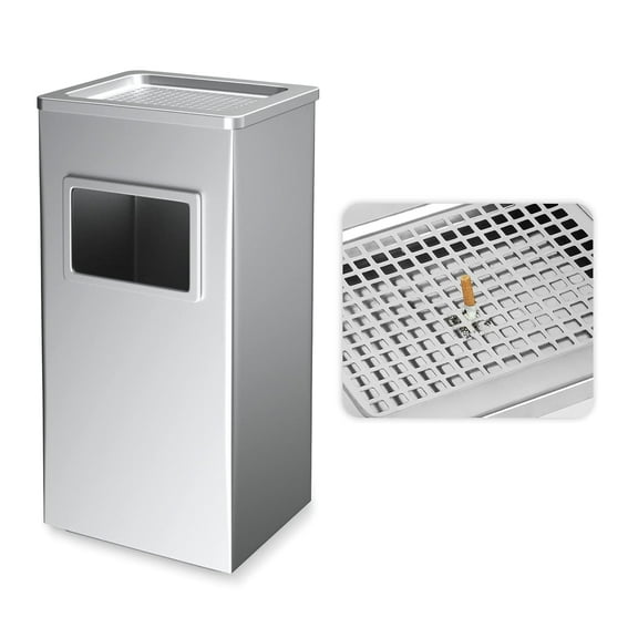 Outdoor Stainless Steel  Trash Can with Lid， Commercial Garbage Bin Waste Container for Patio Yard