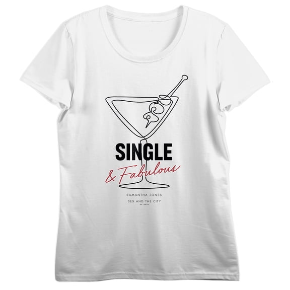 Sex And The City Single & Fabulous Crew Neck Short Sleeve Women's White T-shirt-Medium