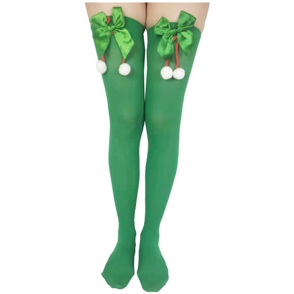 LYXSSBYX Fuzzy Socks for Women Hot Sale Clearance Women Christmas Long Tube Knee Socks Solid Color Garter Bow Hair Ball Christmas Party