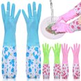 thumbnail image 5 of Mingjia Apron Sleeve,1 Pair Of Sleeves 2 Pcs ( ),Rubber Cleaning Household Flock Gloves Latex Cuff Water-Proof Medium Dishwashing Gloves Long Kitchen，Dining & Bar, 5 of 9