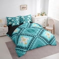 thumbnail image 3 of jejeloiu Vintage Aztec Rhombus 7-Piece Twin Bedding Sets,Cyan Bohemian Triangle Bedding Comforter Set,Boho Tribal Geometric Sheet Sets For Kids,Luxury Bedroom Decor Reversible, 3 of 8