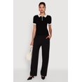 thumbnail image 3 of Women's Contrast Trim Cable Knit Sweater Polo, 3 of 5