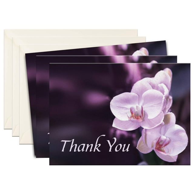 Mpc Brands Funeral Thank You Cards - Sympathy Bereavement Thank You Cards With Envelopes - Message Inside (25 Purple Orchid)