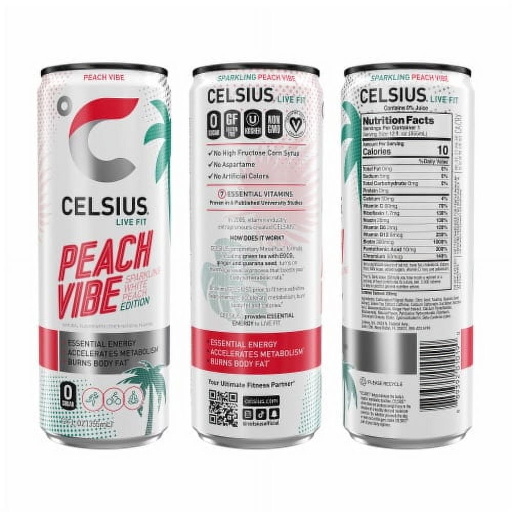 2X - CELSIUS Sparkling Peach Vibe Energy Drink Multipack Cans
