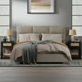 thumbnail image 5 of Surmoby Black Nightstand Set of 2,Boho Bedside Tables with Rattan Decor Drawer and Open Storage Shelf,Side Table End Tables for Bedroom or Living Room, 5 of 10