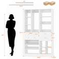 thumbnail image 6 of Homieasy Adjustable Walk-in Closet System, 10.7FT (72"-128.6") with 4 Wooden Drawers, 6 Hanging Rods, 3-Tier Shoe Rack & Grid Cubes, Heavy-Duty 1000LBS Capacity for Bedroom Organization，White, 6 of 6