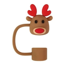 geerera Silicone Christmas Straw Cover, Reusable Straw Sleeve, 0.4 Inch Diameter Straw Cover, for Holiday Parties, Home Use, Water Bottle Protection