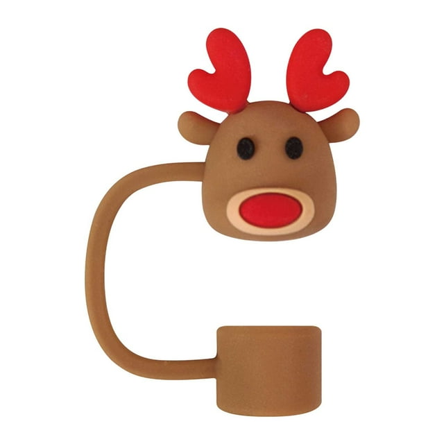 Bouchon de Paille avec Capuchon, Diamètre 10 mm, Accessoire de Butée Ajusté pour Pailles Réutilisables, Design de Noël et des Fêtes