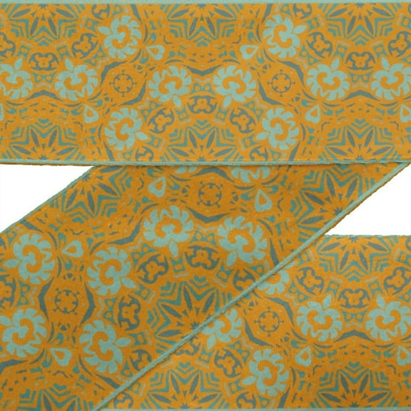 IBA Indianbeautifulart Black Mandala Kaleidoscope Fabric Laces For Crafts Printed Velvet Trim Fabric Sewing Border Ribbon Trims 9 Yards 3 Inches