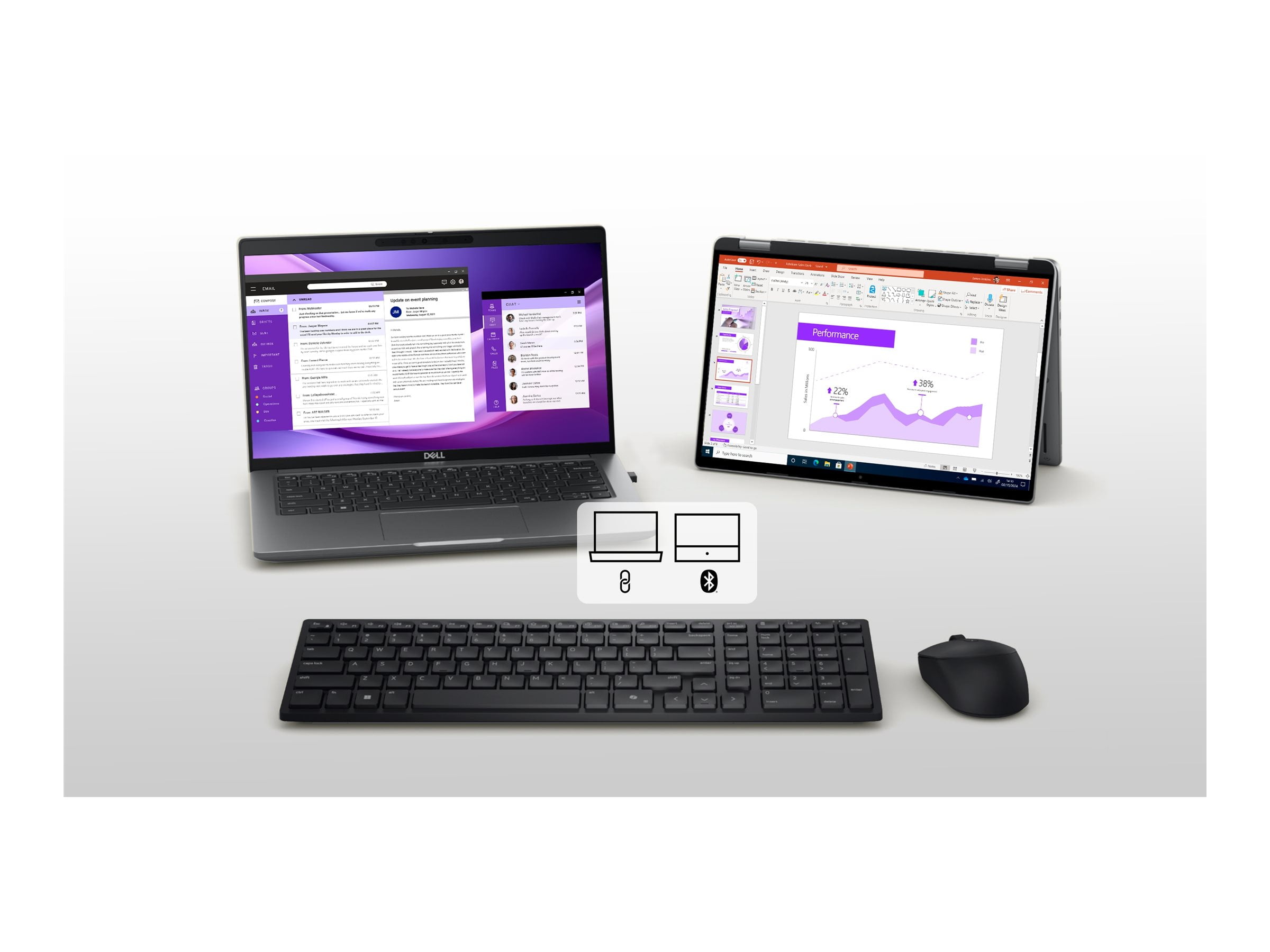 Dell Silent Mouse - MS355 - Optical - Wireless - Bluetooth/Radio Frequency - 2.40 GHz - Black - USB - 4020 dpi - Scroll Wheel - 3 Button(s) - Symmetrical - 3 Year Battery Run Time Box