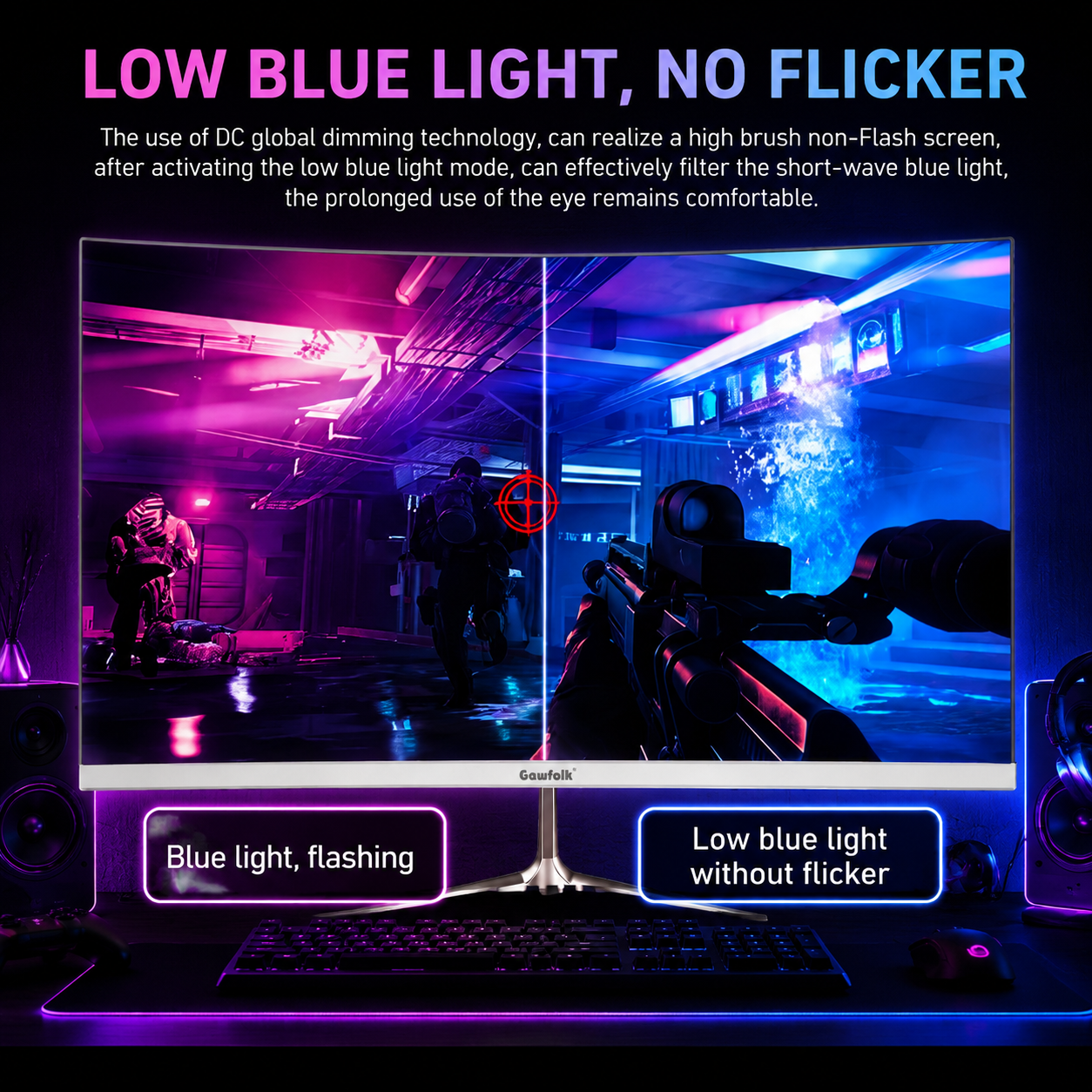 Gawfolk 24.5" Curved Gaming Monitor 1080P 120Hz photo 4