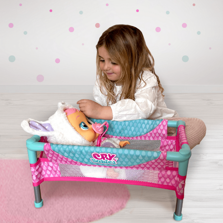 COLLAPSIBLE CRIB TOY,PINK DOLL TRAVEL COT WITH CARRY CASE AS CHRISTMAS  GIFT,43CM