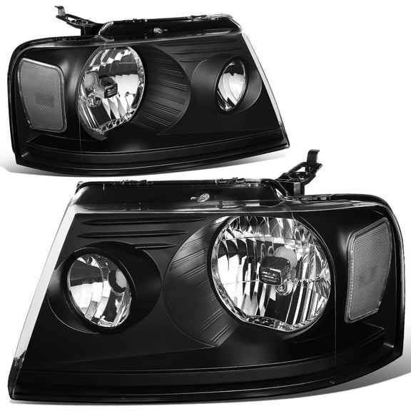 Headlights Pair Headlamps OE Style Black for 2004-2008 Ford F150 Lincoln Mark LT
