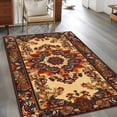 thumbnail image 3 of Bohemia Orange Flower Washable Area Rug 2.7 x 5 ft Vintage Boho Ethnic Farmhouse Floral Pattern , Soft Non Slip Rugs Stain Repellent Indoor Felt Carpet for Living Dining Room Bedroom Home Office, 3 of 9