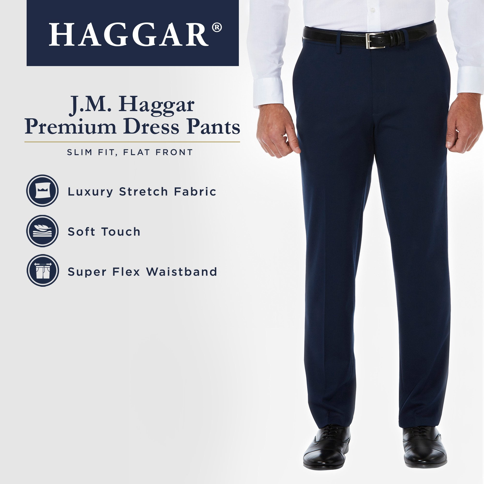 HAGGAR Mens Black Flat Front, Straight Leg Pants W33/ L32 HAGGAR Mens Black Flat Front, Straight Leg Pants W33/ L32