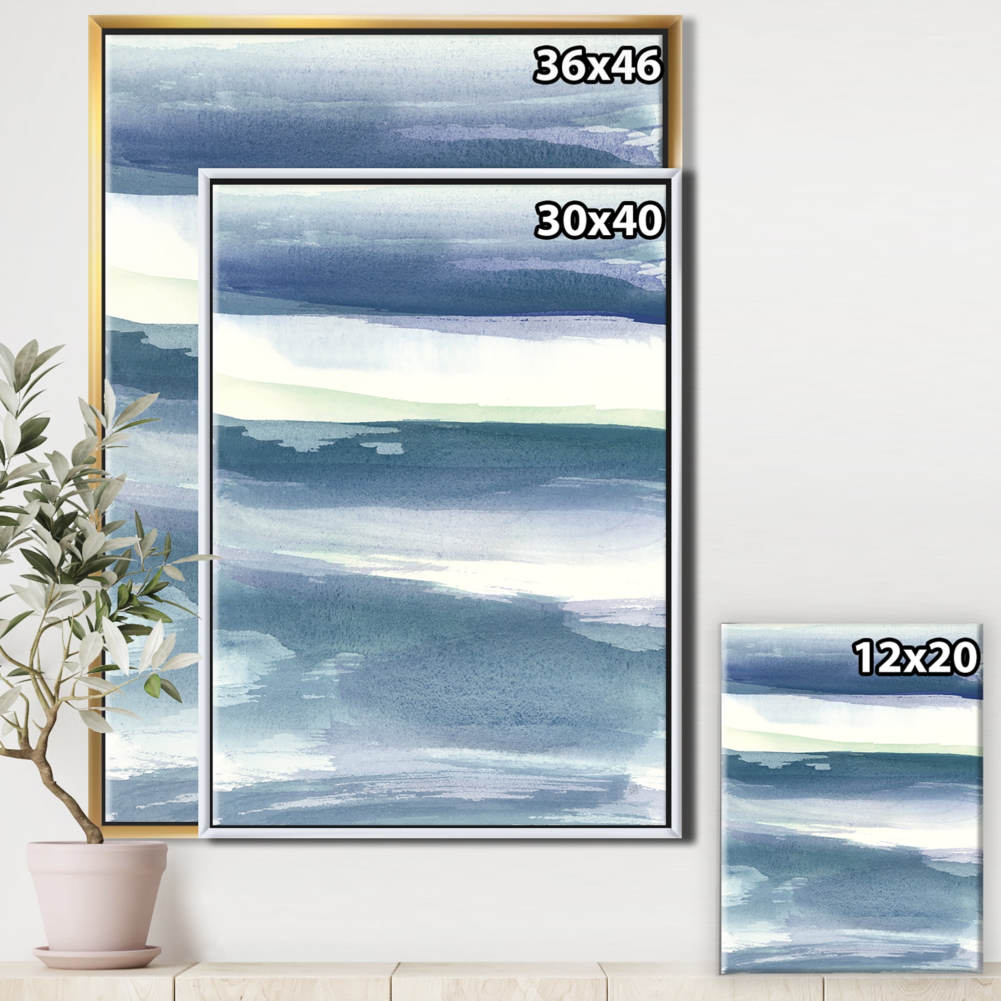 Designart ' Mint Indigo Dawn III ' Farmhouse Framed Canvas