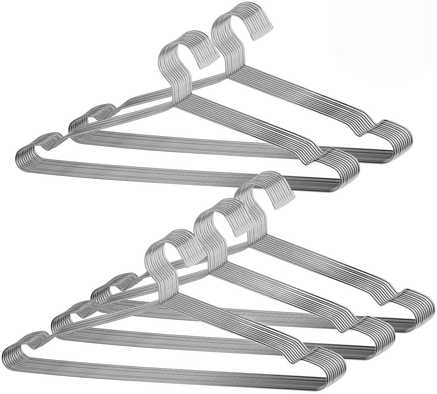ZEONHAK 50 Pack 16.6 Inch Stainless Steel Wire Hangers Metal Coat Hangers Heavy Duty Clothes
