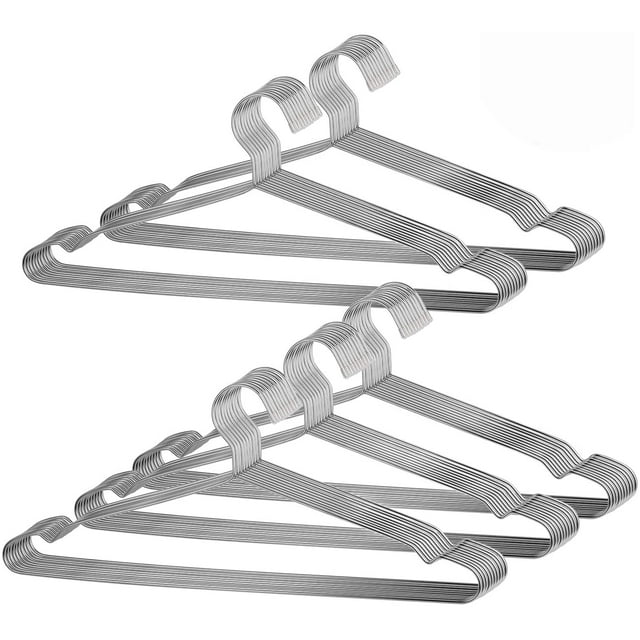ZEONHAK 50 Pack 16.6 Inch Stainless Steel Wire Hangers Metal Coat