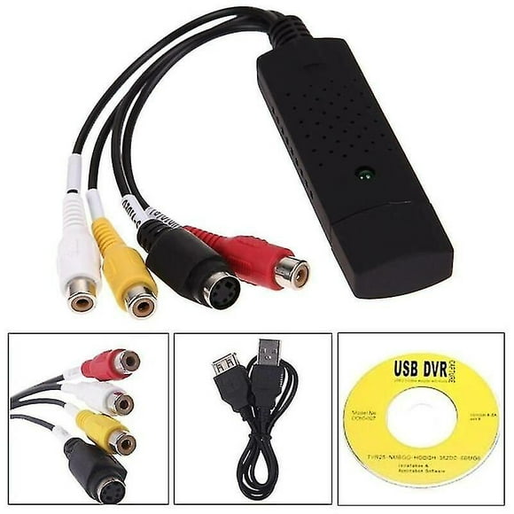 Audio video cable adapters couplers usb 2.0 vhs tape to pc dvd digital converter video audio capture grabber card adapter (HTOOQ)