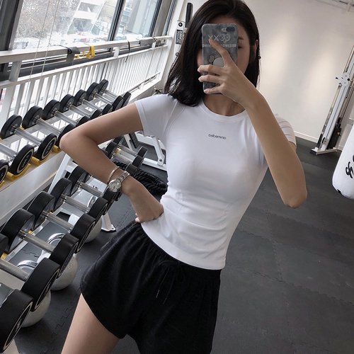 Blusas De Yoga , Mangas Cortas , Tops De Gimnasio , Chamarra Deportiva Alta Suelta Spandex Mujer Manga Corta Delgada Runningpangjing
